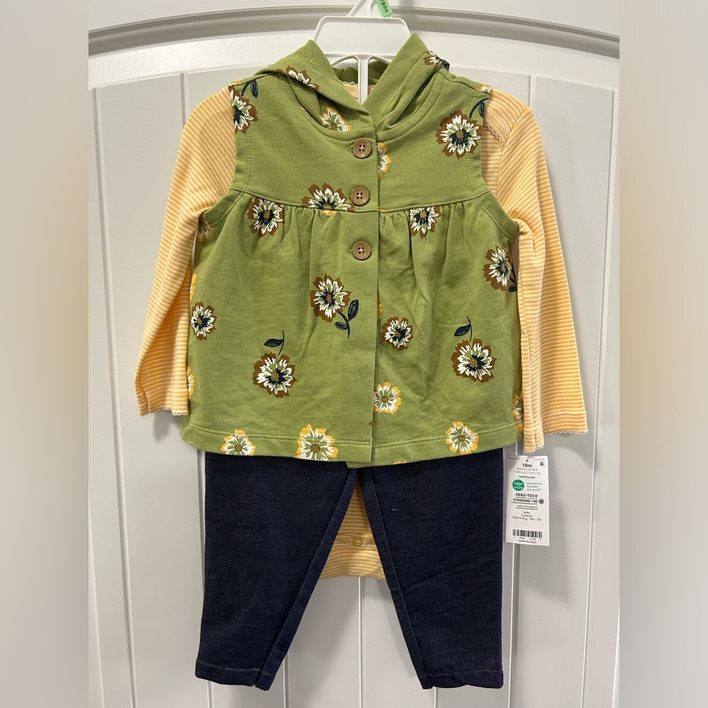 NWT Carter’s 18 Month 3 Piece Set Baby Girl Outfit